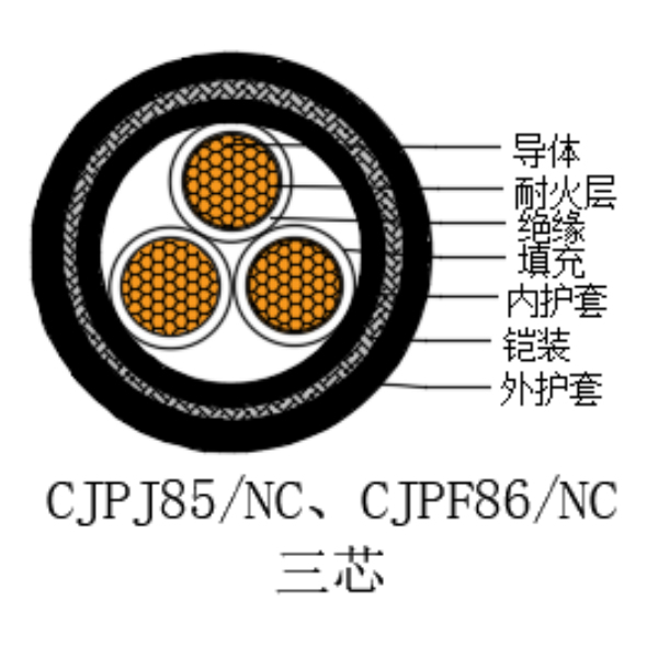銅芯交聯(lián)聚乙烯絕緣低煙無(wú)鹵耐火船用電力電纜-CJPJ85/NC-0.6/1kV、CJPF86/NC-0.6/1kV